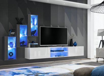 Luxury Furniture Designer Wall Unit TV Stand 3x Wall Cabinet Sideboard Wooden Furniture